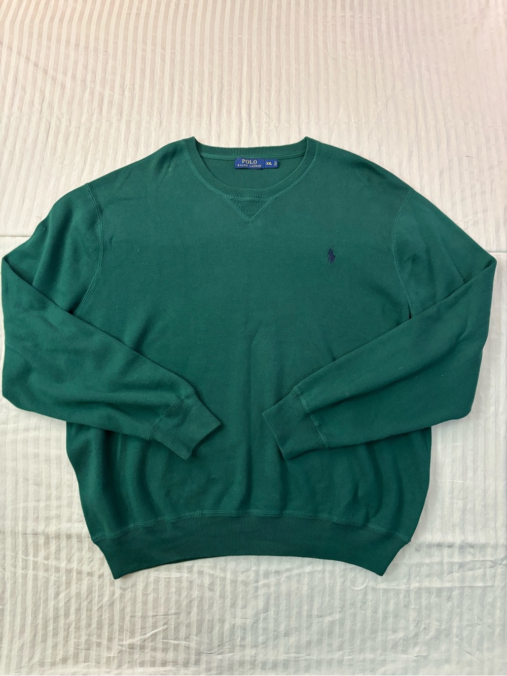 Polo Ralph Lauren Estate Rib Cotton Sweater XXL Hunter Green Crew Neck Pullover